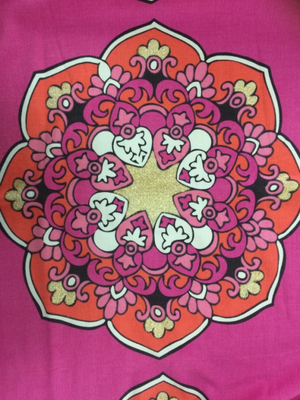 流苏边平纹金粉印花